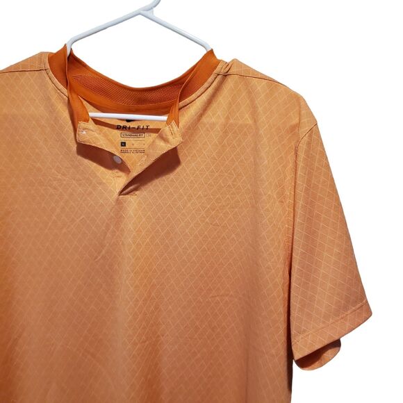 Nike Dri-Fit Mens Size L Orange Standard Fit Short Sleeve Golf Polo Shirt - Picture 4 of 8